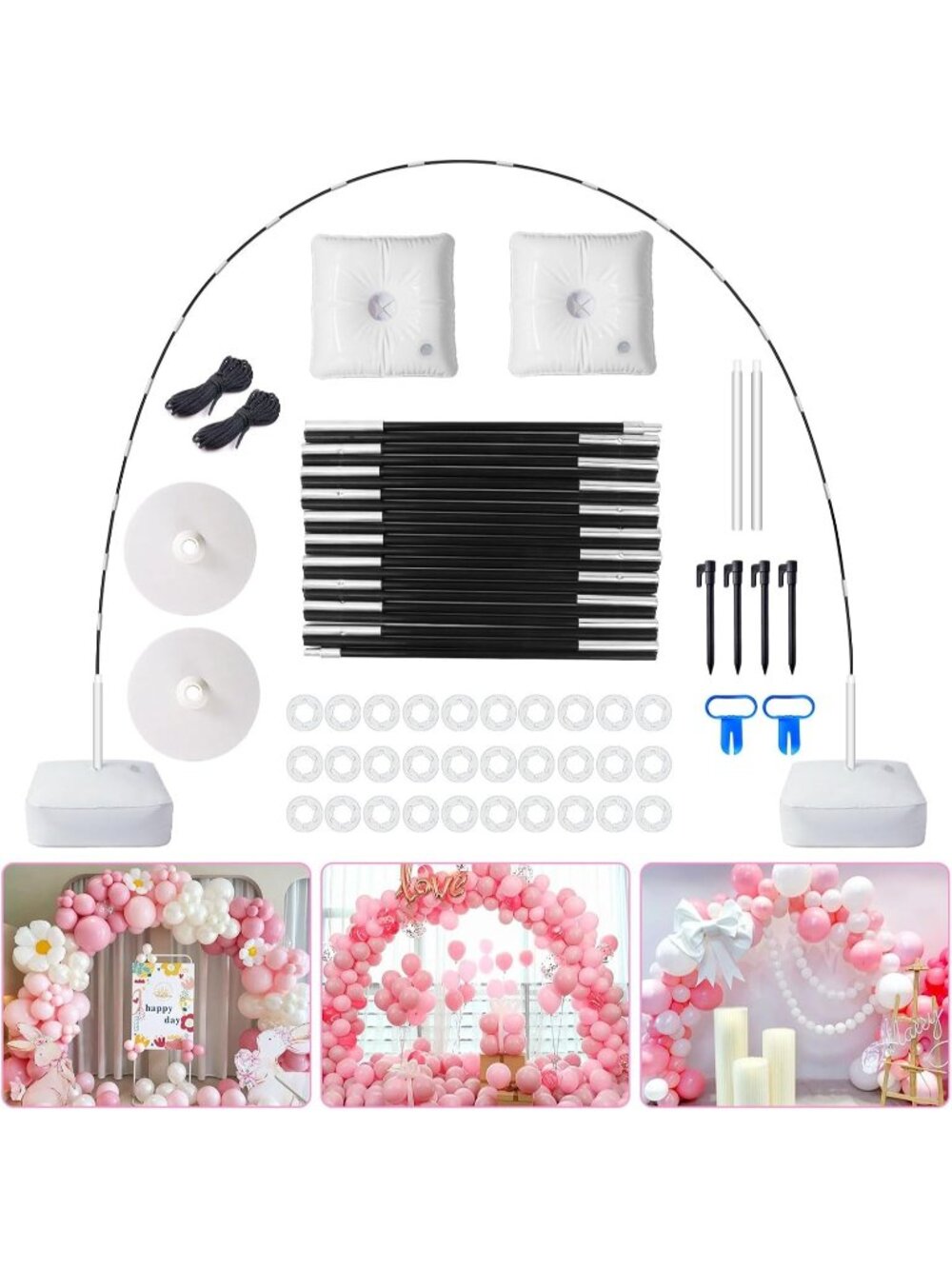New Balloon Arch Kit, 7.4ft Balloon Arch Stand Frame with Base
